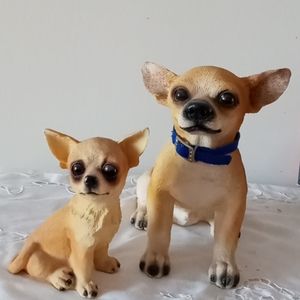 Tan Chihuahua Dogs sculptures.